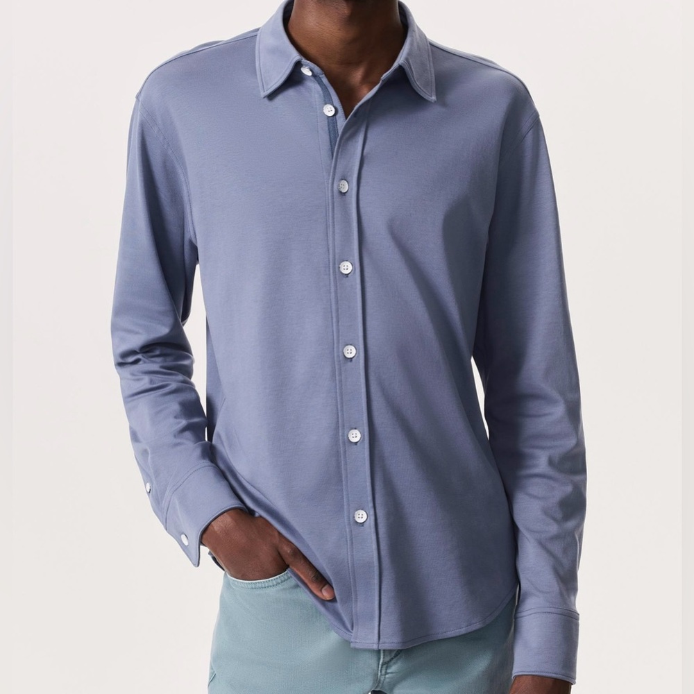 Rag & Bone Sea Gray Pure Pima Cotton Tomlin Shirt Long Sleeve Button Up